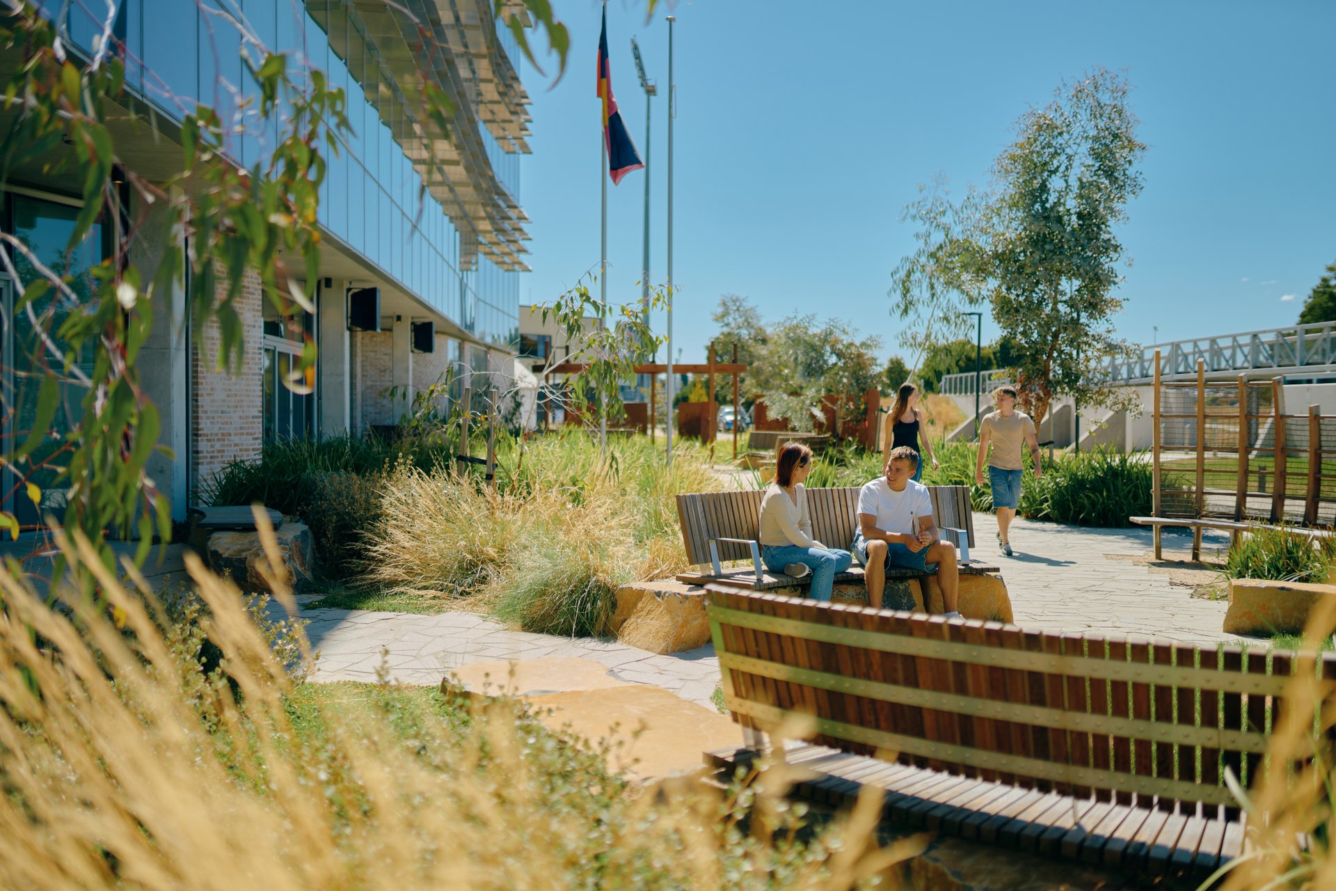 Students and alumni engaging in Riawunna Gardens, Inveresk campus