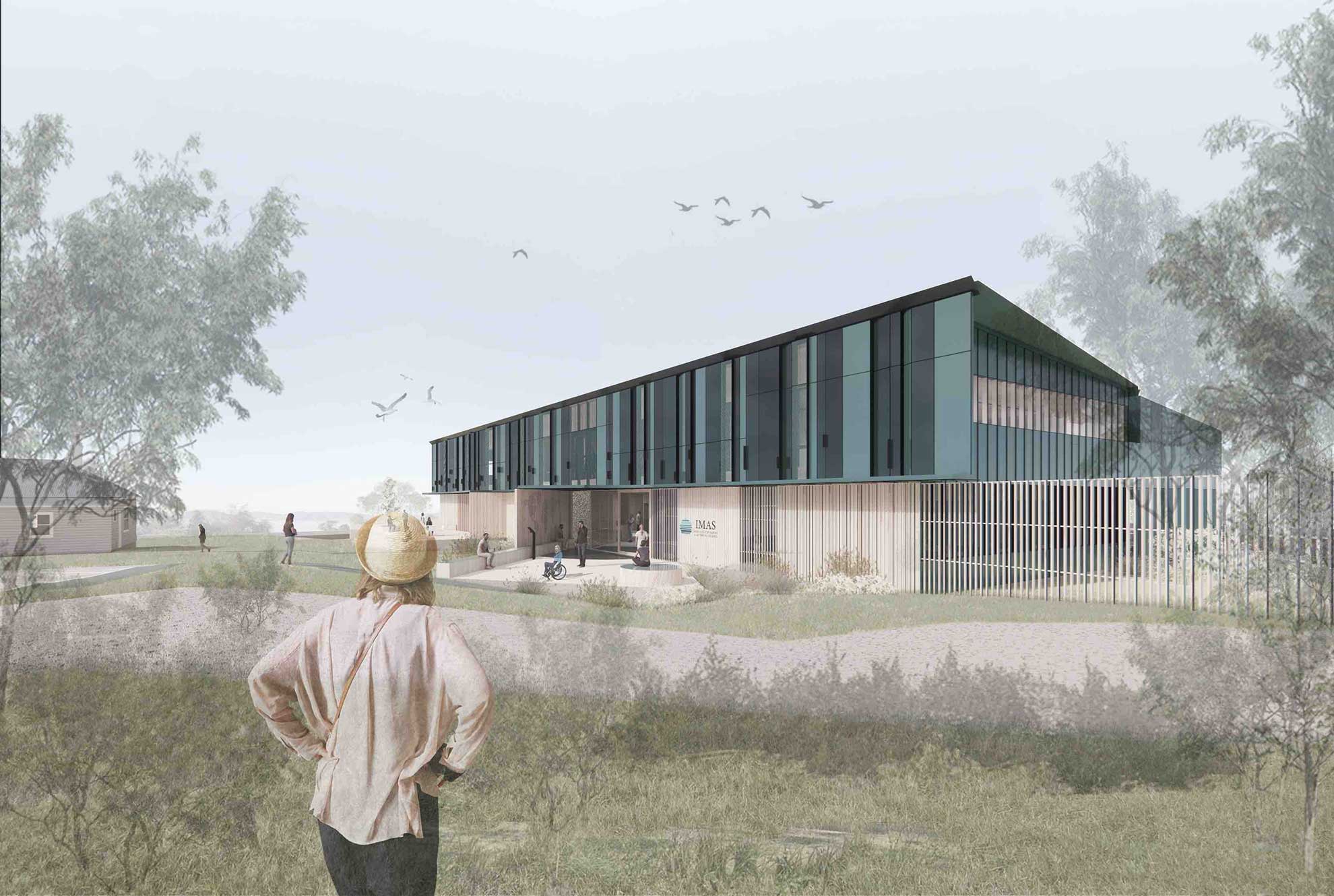 An artist impression of the new teaching and research facility at IMAS Taroona