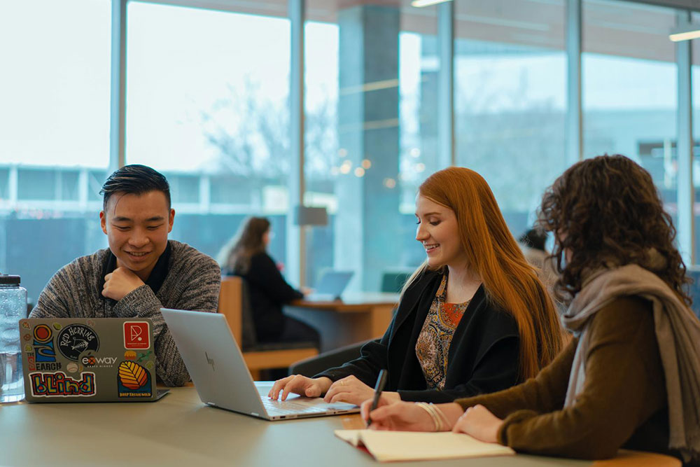 Students studying the Inveresk Library, Launceston