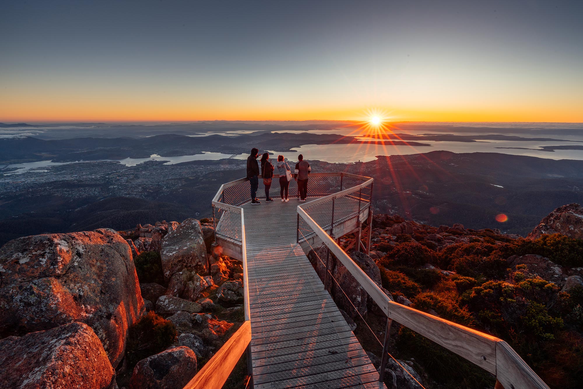 International students at Kunanyi / Mount Wellington lookout