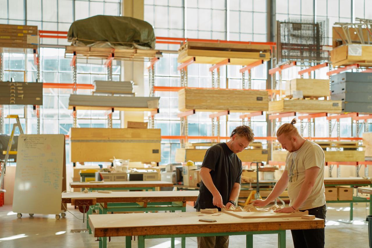 An image of students inside The Workshop
